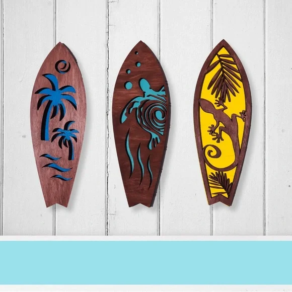 Beach Surf Board Wall Decor, Coastal Wall Hanging Art